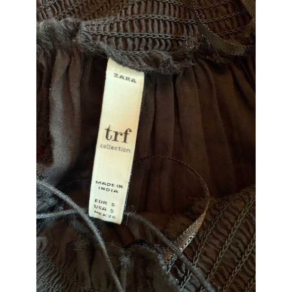 Zara black eyelet off the shoulder long sleeve top, S - Picture 8 of 12